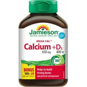 Jamieson Mega Cal™ kalcij 650 mg z vitaminom D3 400 IE 120 tablet