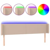 Vidaxl LED posteljno vzglavje kapučino 203x16x78/88 cm umetno usnje