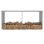 vidaXL Vrtna lopa za drva pocinkano jeklo 330x92x153 cm sive barve