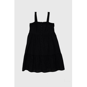Pamučna haljina Levis boja: crna, maxi, širi se prema dolje, A8649