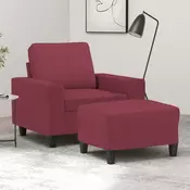 Vidaxl vidaXL Fotelj s taburejem, vinsko rdeč, 60 cm, oblazinjen s tkanino
