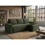 Temno zelena raztegljiva kotna sedežna garnitura SMART BOUCLE, 232x143 cm, obojestranska