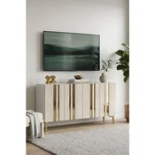 Hanah Home komoda Mia 120, 120 cm, bela / travertin / zlatna
