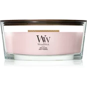 Woodwick Rose Blush dišeča sveča z lesenim stenjem 453.6 g