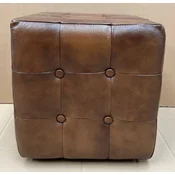 Casa Padrino Luxury Chesterfield Leather Stool Brown 40 x 40 x H. 40 cm - Leather Footstool - Leather Cube Stool - Chesterfield Living Room - Leather Furniture - Luxury Furniture