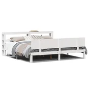 Vidaxl Posteljni okvir z vzglavjem brez vzmetnice bel 200x200 cm