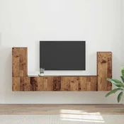Set TV komoda 4 pcs Staro drvo Konstruirano drvo