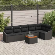 Sjedeća garnitura za vrt 7 kom. Crna poliratan 288,5 x 123,5 x 69 cm