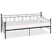 Vidaxl Posteljni okvir za dnevno posteljo črn kovinski 90x200 cm
