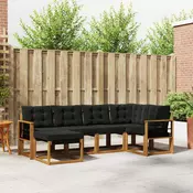 Set vanjskih sofa 6 kom. Prirodna i crna