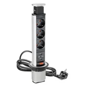 POTOPNA VTIČNICA/ALU - 3 x SCHUKO + 2 x USB - fi.60mm