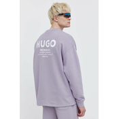 Bombažen pulover Hugo Blue moška, vijolična barva