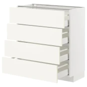METOD / MAXIMERA Podni element 4 fronta/4 fioke, bela/Vallstena bela, 80x37 cm