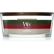 Woodwick Trilogy Holiday Garland dišeča sveča z lesenim stenjem 453.6 g