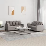 shumee vidaXL Sedežna garnitura 2-delna z blazinami taupe blago