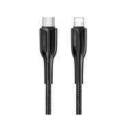 USAMS podatkovni kabel SJ401 Lightning na Type C 2A dožina 1,2 m Quick Charge - črn pleten