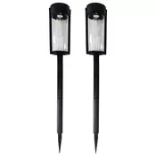 shumee Vrtna svetilka 2x solarni steber, zabita, 65 cm, črna, okrogla, O9 cm, topla barva, LED, 0,1 W, baterija, IP44, PATH Eko-Light