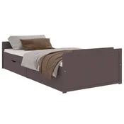 Vidaxl Posteljni okvir s predali temno rjava borovina 90x200 cm