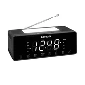 LENCO Lenco, Radio-budilka dvojna budilka LED nočna lučka in teleskopska antena, Črna, (5000231725)