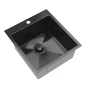 slomart Kuhinjsko pomivalno korito S4550 BLACK, črno inox, 45 x 50 cm, 1 korito, nadpultna ali podvgradna montaža
