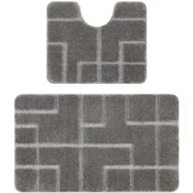 Rugsx Dvodelni kopalniški set preproga SUPREME LINES, l 60x100 cm Siva