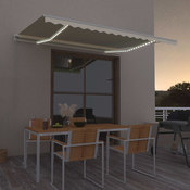 Tenda na rucno uvlacenje s LED svjetlima 450 x 350 cm krem