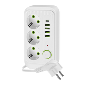Višestruka uticnica sa prekidacem LINEA 3x230V + 5xUSB A/C SCHUKO 3 m bela