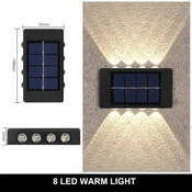 KJB Solarna stenska svetilka gor/dol, 8 LED, topla bela svetloba, 1 kos