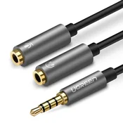 Ugreen Razdelilnik slušalk 3,5 mm mini jack AUX + stereo mikrofon 20 cm srebrn