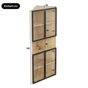 SONNENH Vitrina, 62 x 32 x 160 cm, MDF, hrast, led osvetlitev, za pisarno in dokumente