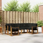 Set vanjskih sofa 6 kom. Prirodna i crna