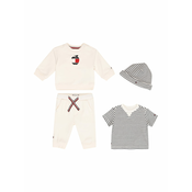 Tommy Hilfiger Set of childrens T-shirt, sweatshirt, sweatpants and cap in blue-white and cream - Boys