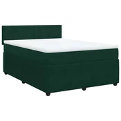 Vidaxl Box spring postelja z vzmetnico temno zelen 140x190 cm žamet