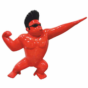 Casa Padrino Decorative Gorilla Ape Sculpture Red/Black 139 x H. 120 cm - Garden Figure
