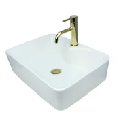 shumee GTM Design Aufsatzwaschbecken 41 cm - Glanz Modern Waschbecken ohne Hahnloch - Elegant Aufsatzwaschbecken Rechteckiges für Badezimmer und Gäste WC - nur Bad Waschbecken