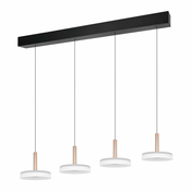 Črno-bela in zlata LED zatemnitvena viseča svetilka s steklenim senčilom Celeste – Trio
