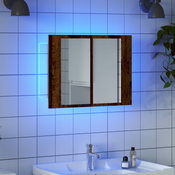 vidaXL LED omarica z ogledalom starinski les 60x12x45 cm inž. les