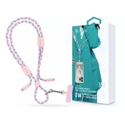 Devia ST124967 Cable Pro5 tkani kabel 1,6 m 60 W PD Type-C - Type-C ružicasti kabel za podatke i punjenje + narukvica za vrat