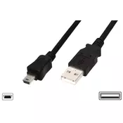 DIGITUS Kabel USB A-B mini 1m dvojno oklopljen črn (AK-300108-010-S)