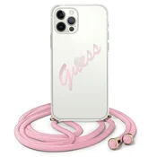 Ovitek Guess Script Vintage za iPhone 12/12 Pro 6.1 roza
