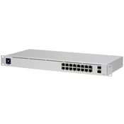 Ubiquiti USW-16-PoE 16-port Layer 2 PoE switch, 8 x GbE PoE+, 8 x GbE ports, 2 x 1G SFP ports, 42W total PoE Power, fanless, silent cooling, ESD/EMP p