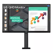 Monitor LG ERGO 27QN880P-B 27/IPS/2560x1440/75Hz/5ms GtG/HDMIx2,DP,USB/Freesync/VESA/pivot,visina