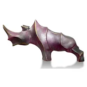 Casa Padrino Luxury Designer Decorative Bronze Sculpture Rhino Purple Metallic/Black/Gold 53 x 18 x H. 27 cm - Abstract Bronze Deco Figure - Desk Decoration - Luxury Quality - Made in Italy