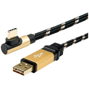 ROLINE Roline USB kabel USB 2.0 USB-A vtič\, USB-C® vtič 1.80 m črna\, zlata zaščiten 11.02.9061, (20417411)