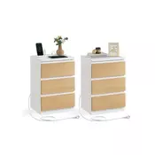 Songmics Nočna omarica 3 predali 35x40x59 cm bela