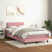 vidaXL vidaXL Box Spring postelja z vzmetnico Pink 120x220 cm Velvet, (22124697)