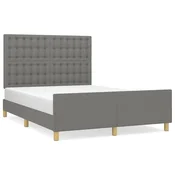 Vidaxl Posteljni okvir brez vzmetnice temno siv 140x190 cm blago