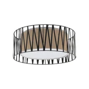 TK Lighting Stropna svetilka Harmony, črna, juta naravna, O 50 cm - Dnevna soba / jedilnica - Sodobni - črna, naravno rjava - Kovina