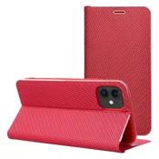 OEM Torbica LUNA Book Carbon za iPhone 17, rdeča