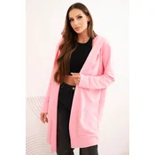 Kesi Womens cotton hooded cardigan with an extended front light pink